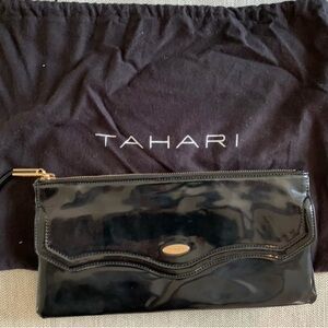 Tahari Glossy Black Wristlet Clutch